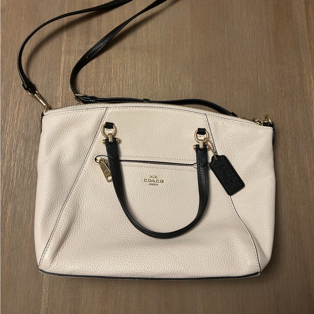 Coach Cream and Black Satchel